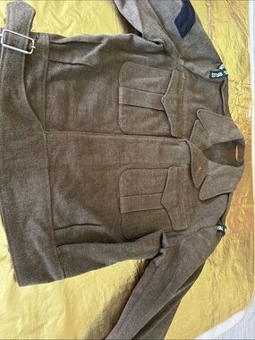 VINTAGE Brown Military Wool Jacket with Patch Pockets